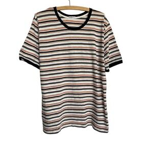 The Bee & The Fox Women's Striped Short Sleeve Tee Size Large 90% Cotton Preppy